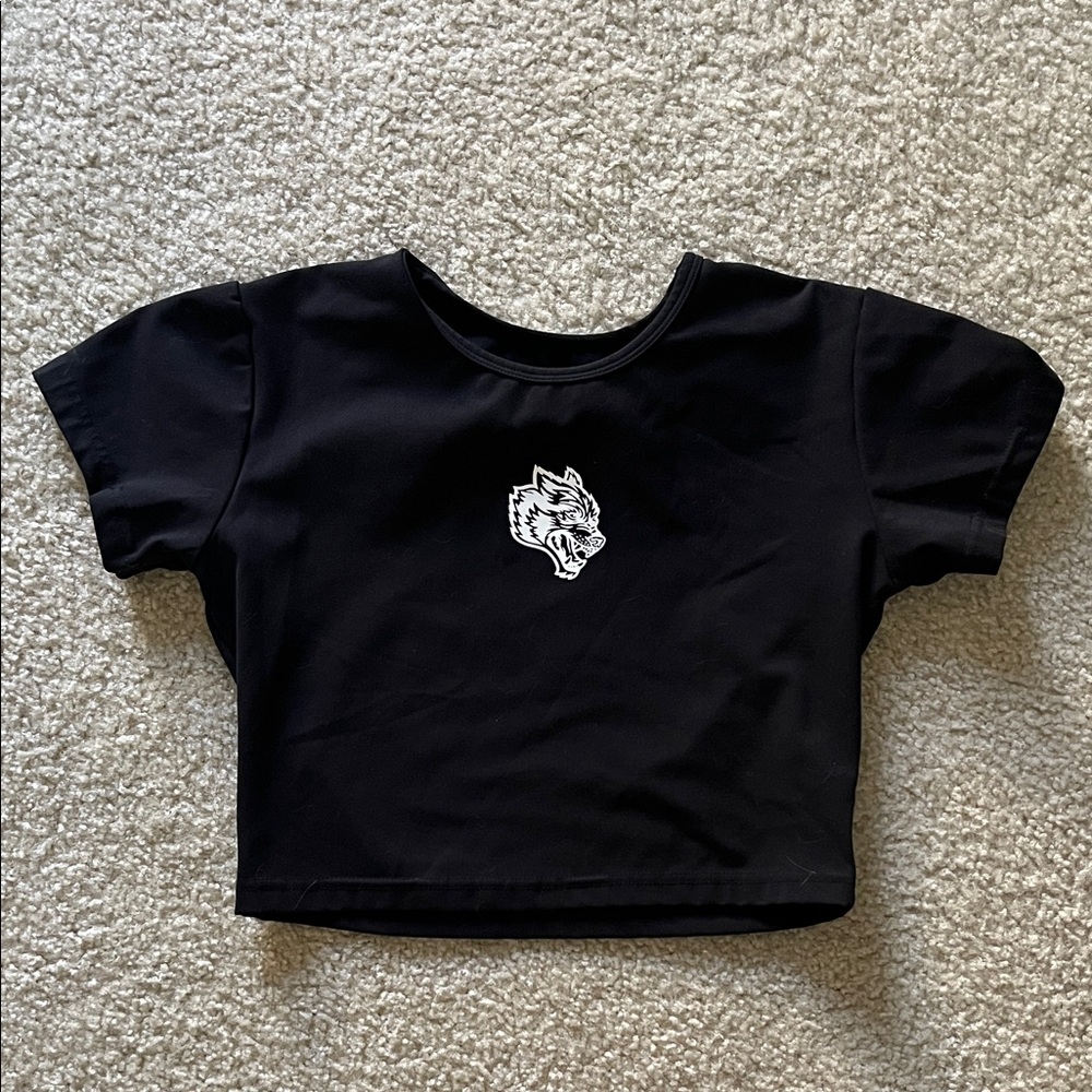 Darc Sport Black Crop Top with White Wolf Graphic - Picture 2 of 6